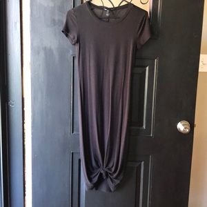 Form fitting black midi dress